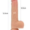 LoveToy Çift Katmanlı Isıtmalı Şarjlı Döner Başlı Titreşimli Realistik Dildo 21.5 cm 5