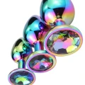 NOXXX Parlak Çok Renkli Taşlı Çelik Anal Plug 3’lü Set 1