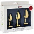 NOXXX Kalp Mücevherli Çelik Gold Anal Plug 3’lü Set 2
