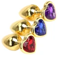 NOXXX Kalp Mücevherli Çelik Gold Anal Plug 3’lü Set 1