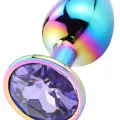 NOXXX Parlak Çok Renkli Büyük Boy Taşlı Çelik Anal Plug 1