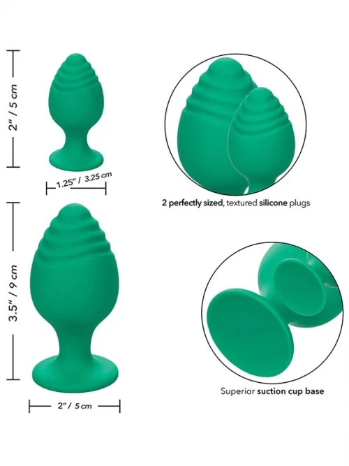 CalExotics Cheeky Buttplug 2’li Anal Plug Set Yeşil 2