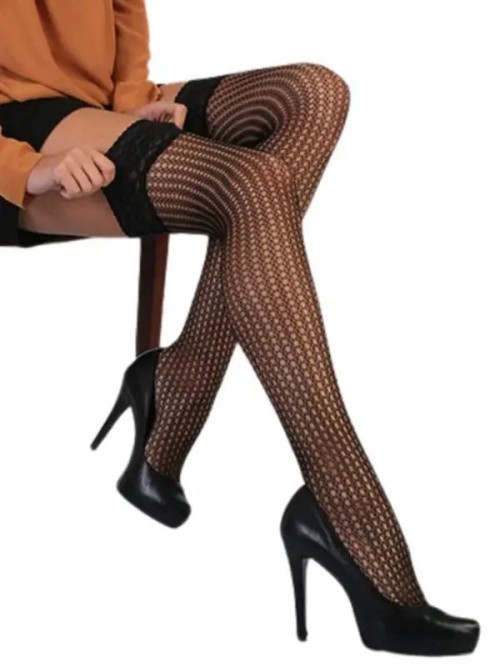 Örümcek Ağı Desenli Seksi File Jartiyer Çorap