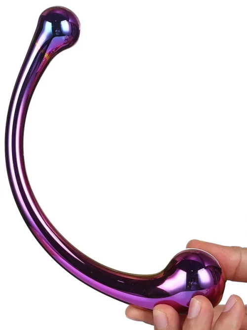 Glamaur Çift Başlı Lüx Kavisli Cam Dildo 2