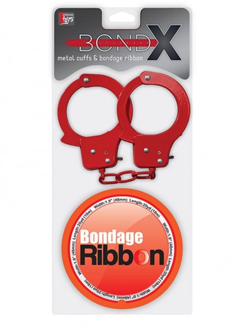 Metal Kelepçe ve Bondage Bant Kırmızı 2