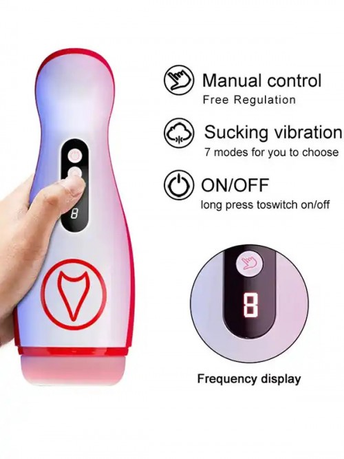 FoxShow M50 Şarjlı Emme ve Titreşim Özellikli Oral Seks Mastürbatörü 5