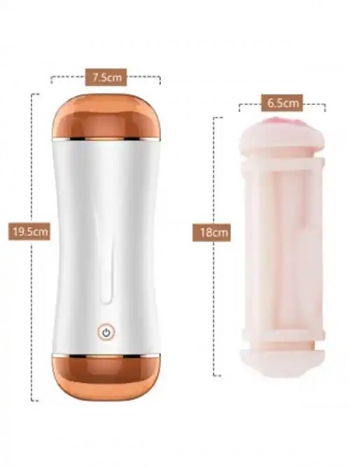 FoxShow S2 Titreşimli Şarjlı Vajinal ve Oral Çift Taraflı Mastürbatör 5