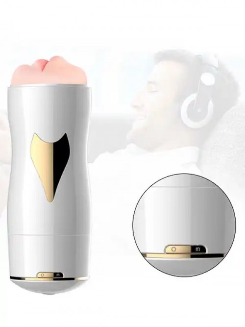 FoxShow Titreşimli Şarjlı Vajinal ve Oral Çift Taraflı Vantuzlu Mastürbatör Ek Resim