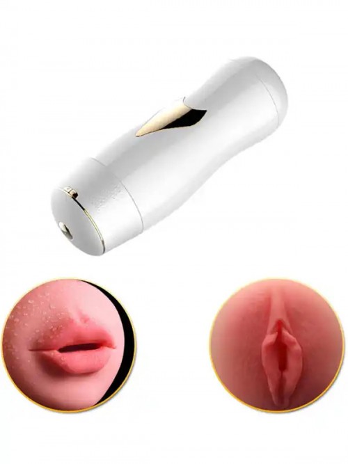 FoxShow Titreşimli Şarjlı Vajinal ve Oral Çift Taraflı Vantuzlu Mastürbatör 5