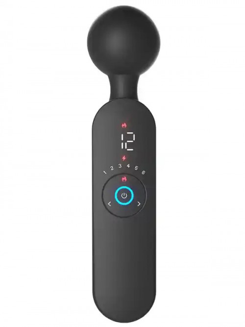 LCD Ekranlı Isıtmalı Şarjlı 12 Titreşim Modlu Wand Vibratör 22 cm