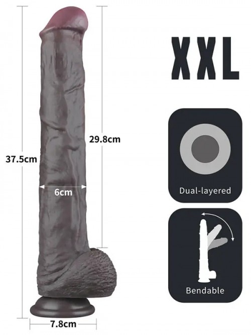 Lovetoy 14.5” Dual Layered Bendable Silicone Cock XXL Dildo 37.5cm 3