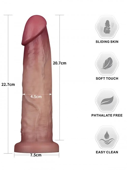 Lovetoy 9” Sliding Skin Pro II Dual Layer Silicone Dong 22.7cm 2