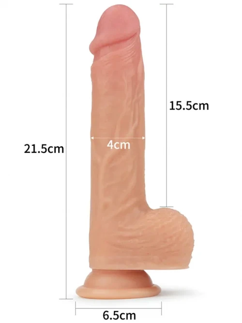 LoveToy Çift Katmanlı Isıtmalı Şarjlı Döner Başlı Titreşimli Realistik Dildo 21.5 cm 5