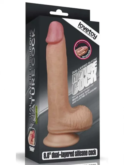 LoveToy Dual Layered Platinum Silicone Realistik Penis 20.5 cm Ek Resim