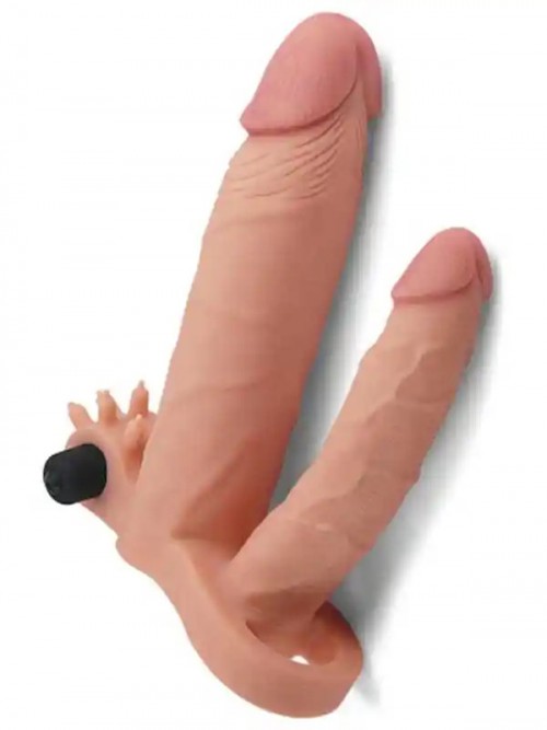 LoveToy Pleasure X Tender İkili Titreşimli Realistik Penis Kılıfı 2.5 cm Uzatmalı 3