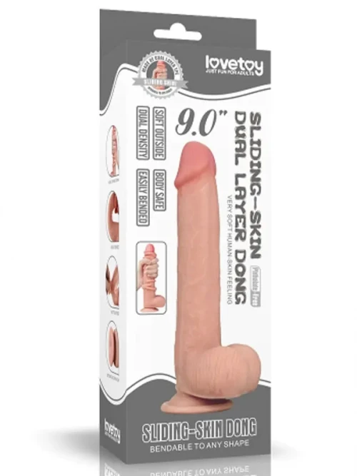 LoveToy Sliding Çift Katmanlı Realistik Dildo 23 cm 6