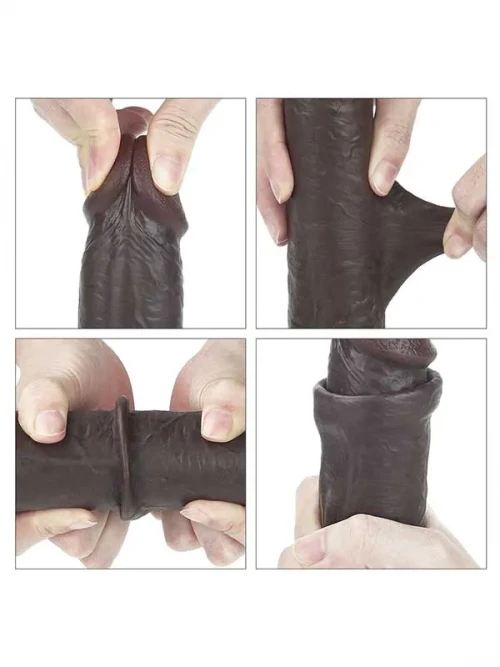 LoveToy Sliding Çift Katmanlı Realistik Dildo 23 cm Siyah 6