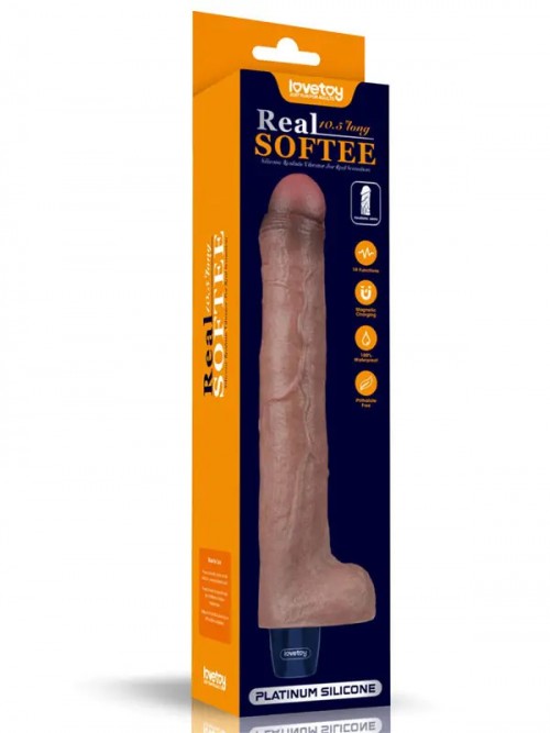 Lovetoy 10.5″ REAL SOFTEE Titreşimli Şarjlı Et Dokusunda Uzun Vibratör 26.5 cm Ek Resim