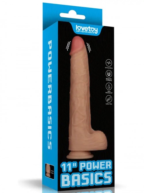 Lovetoy 11” Vibrating Power Basics Cock Titreşimli Şarjlı Dildo 28cm Ek Resim