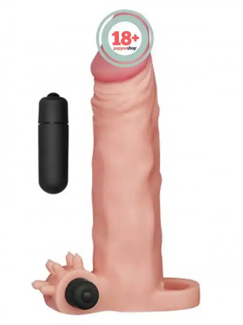 LoveToy Pleasure X Tender Titreşimli Realistik Penis Kılıfı 4 cm Uzatmalı