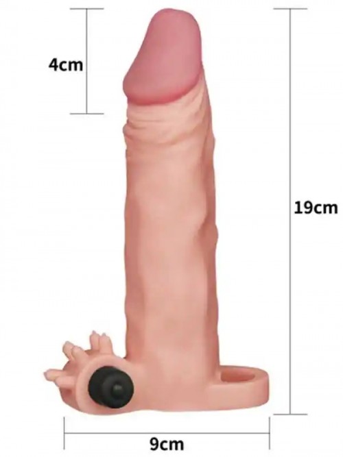 LoveToy Pleasure X Tender Titreşimli Realistik Penis Kılıfı 4 cm Uzatmalı 3