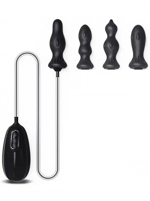 4 Farklı Silikon Plug’lı Şarjlı Titreşimli Şişirilebilir Anal Set Ek Resim