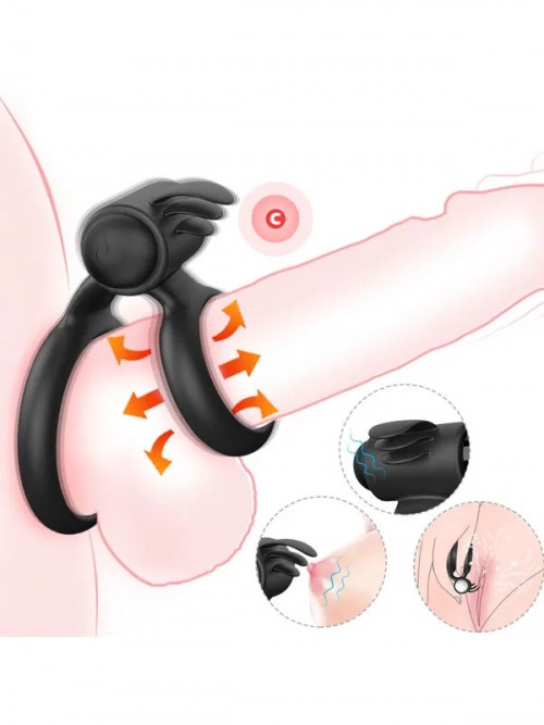 Çift Halkalı Klitoris Uyarıcılı Titreşimli Penis Halkası 5