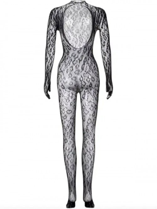 NOXXX Desenli Transparan Eldivenli Vücut Çorabı Ek Resim