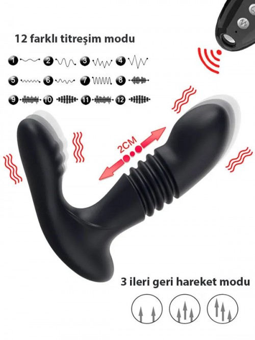 NOXXX Giyilebilir İleri Geri Hareketli Şarjlı Uzaktan Kumandalı Anal Vajinal Vibratör 3