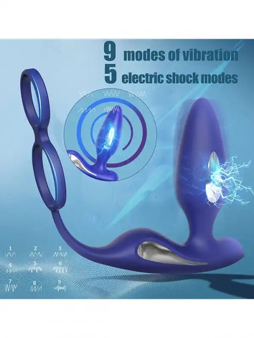 Prostat ve Penis Halkalı Elektro Şok Özellikli Anal Vibratör 3