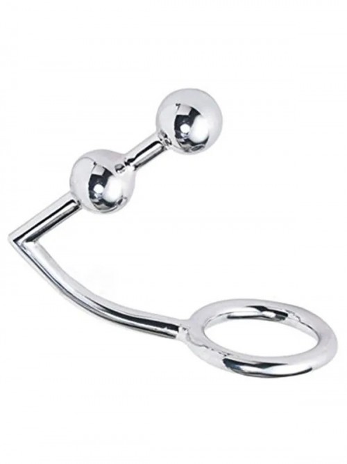 Stainless Steel Penis Halkalı Anal Plug Çift Boğumlu 2