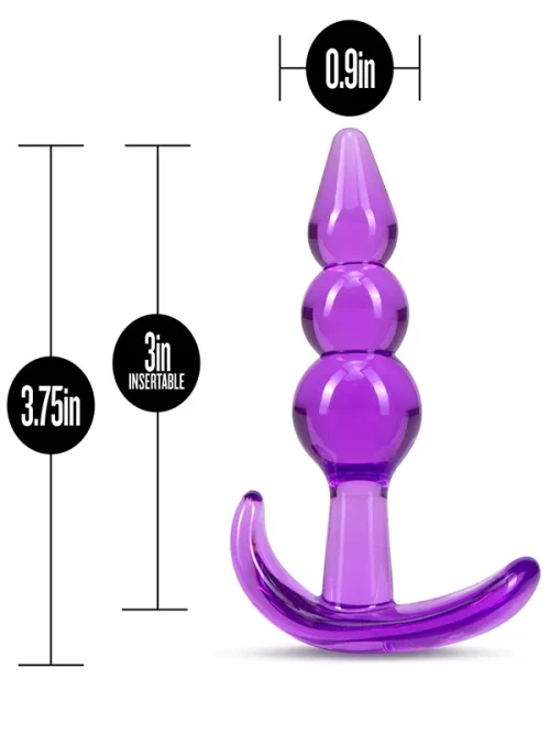 B Yours Triple Bead 3 Boğumlu T Anal Plug Mor 9.5 cm 2