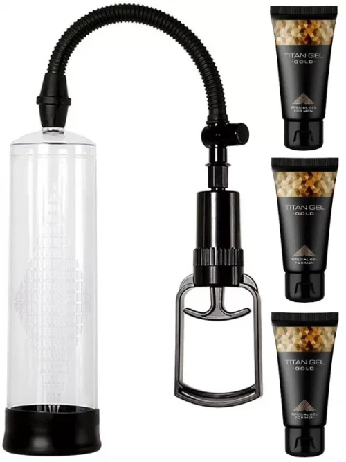 Güçlü Penis Pompası ve 3 Adet Titan Gel Gold Hediyeli