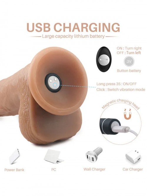 İçi Dolu Titreşimli Uzaktan Kumandalı Belden Bağlamalı Penis 20 cm 3