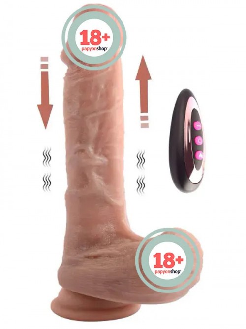 NOXXX Isıtmalı İleri Geri Hareketli Çift Katmanlı Uzaktan Kumandalı Şarjlı Dildo 21 cm Melez