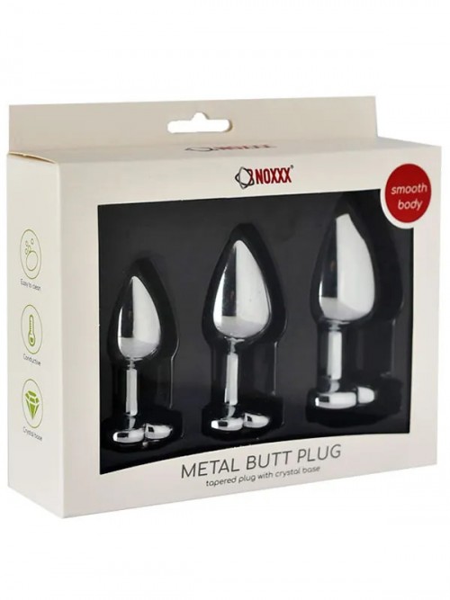 NOXXX Kalp Mücevherli Çelik Anal Plug 3’lü Set 2