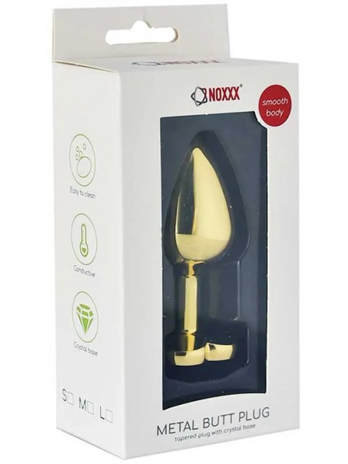 NOXXX Kalp Mücevherli Çelik Gold Anal Plug Orta Boy 2