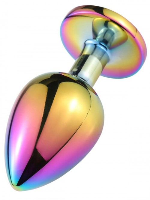 NOXXX Parlak Çok Renkli Büyük Boy Taşlı Çelik Anal Plug 3