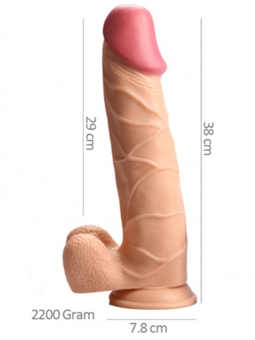 Realistik Vantuzlu Dev Dildo 38 cm 3