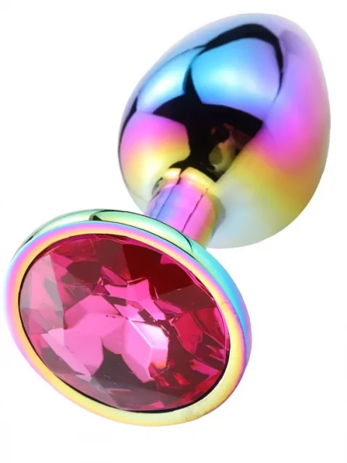 NOXXX Parlak Çok Renkli Küçük Boy Taşlı Çelik Anal Plug