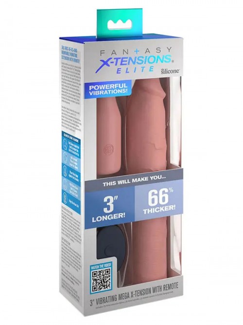 Pipedream Fantasy X-Tensions Elite 3″ Mega Titreşimli Uzaktan Kumandalı Penis Kılıfı 4
