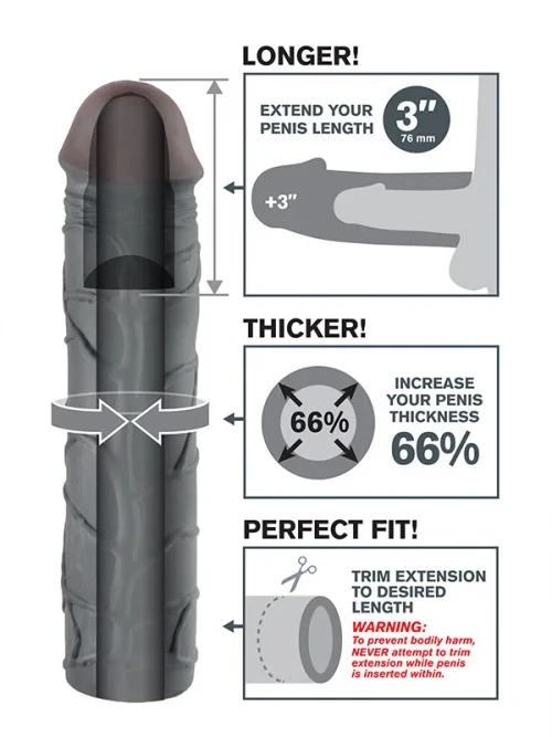 Pipedream Fantasy X-tensions Mega 3″ Kılıf Siyah 2