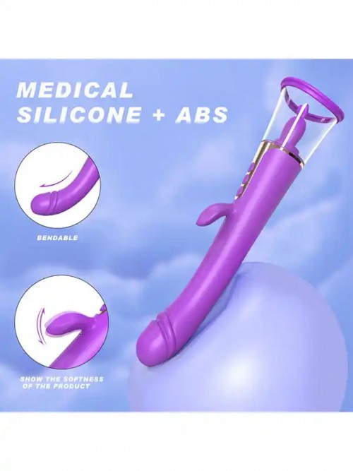 G Spot Klitoris Yalama ve Emme Özellikli 3 İşlevli Çift Taraflı Vibratör 6