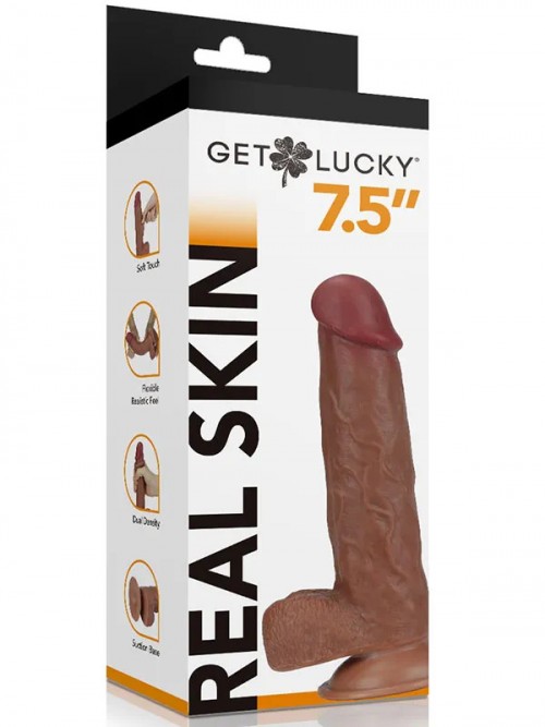 Real Skin 7.5″ Çift Katmanlı Kayan Derili Gerçekçi Melez Penis 19 cm 5
