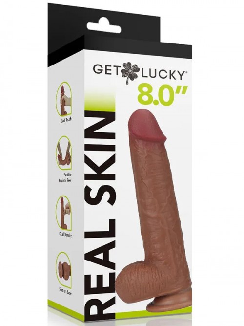 Real Skin 8″ Çift Katmanlı Kayan Derili Gerçekçi Melez Penis 20 cm 5