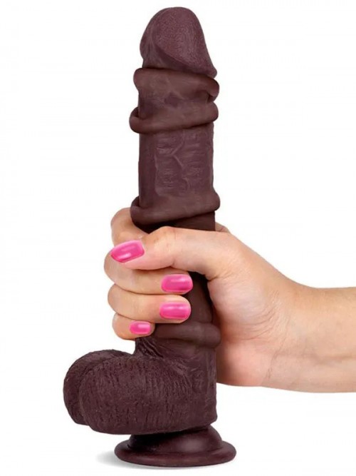 Real Skin 8″ Çift Katmanlı Kayan Derili Gerçekçi Siyah Penis 20 cm 5