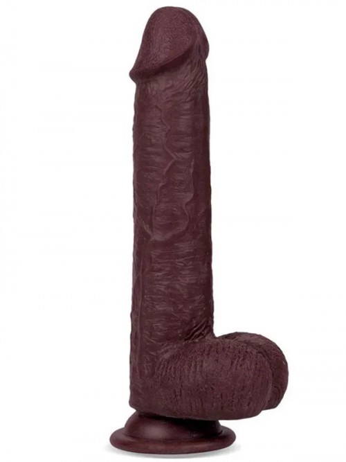 Real Skin 8″ Çift Katmanlı Kayan Derili Gerçekçi Siyah Penis 20 cm 2