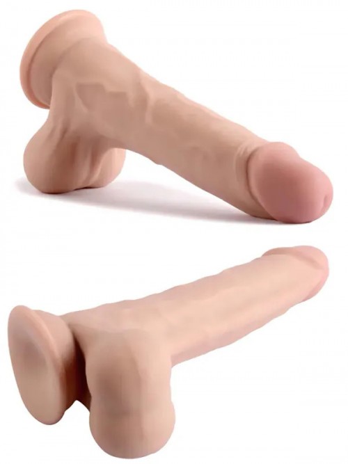 VSCNovelty 9″ Çift Katmanlı Kayan Derili Realistik Penis 23 cm 4